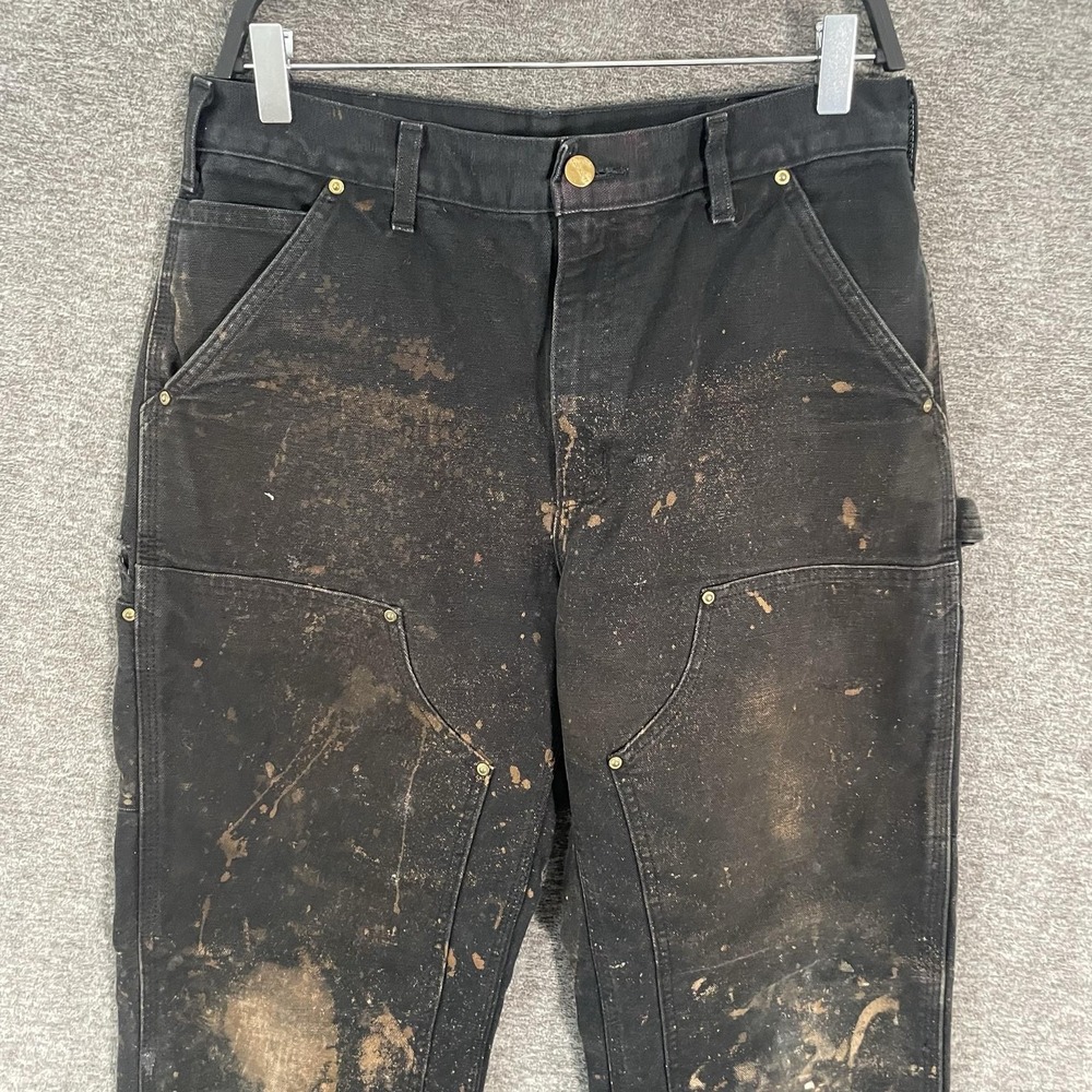 Carhartt B01 Pants Mens 32x30 Black Canvas Double Front Carpenter Workwear USA